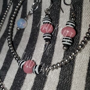 Hand Crafted Steel Gemstone Glass - Necklace Bracelet Earrings Full Matching Set